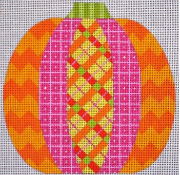click here to view larger image of Pumpkin Patchwork - Plaid (hand painted canvases)