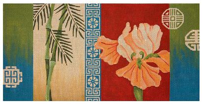 click here to view larger image of Iris/Bamboo and Coins (hand painted canvases)