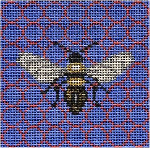 click here to view larger image of Bee on Blue (hand painted canvases)
