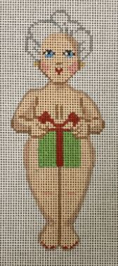 click here to view larger image of Naked Mrs Santa w/Present (hand painted canvases)