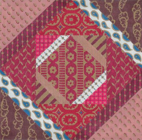 click here to view larger image of Red Moroccan Patchwork (hand painted canvases)