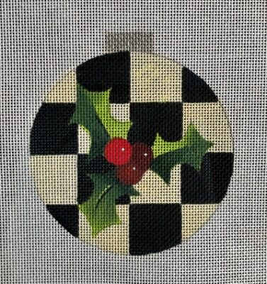 click here to view larger image of Holly Checked Ornament (hand painted canvases)