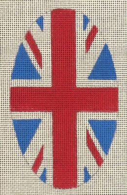 click here to view larger image of Union Jack Oval Ornament (hand painted canvases)