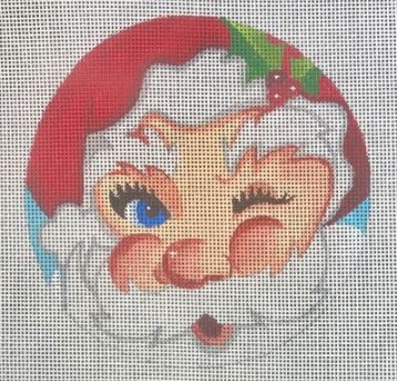 click here to view larger image of Winking Santa Ornament (hand painted canvases)