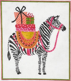 click here to view larger image of Party Animal - Zebra w/Gifts (hand painted canvases 2)