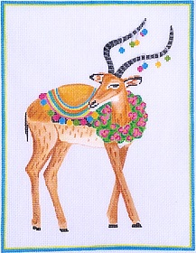 click here to view larger image of Party Animal - Impala w/Floral Wreath (hand painted canvases 2)