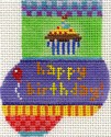 click here to view larger image of Happy Birthday Munchkin Sock (hand painted canvases)