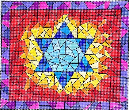 click here to view larger image of Tallis Bag - Stained Glass/Star of David   (hand painted canvases 2)