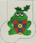 click here to view larger image of Patchy Frog Mini Sock (hand painted canvases)