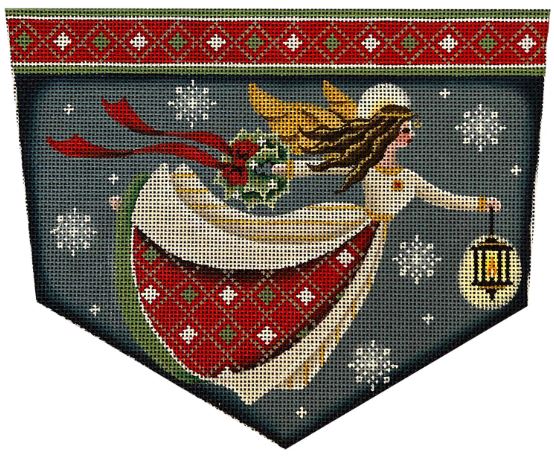 click here to view larger image of Christmas Angel Stocking Cuff 13M (hand painted canvases)