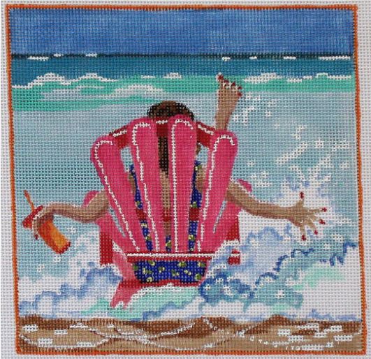 click here to view larger image of Beach Girls - Pink Chair (hand painted canvases)