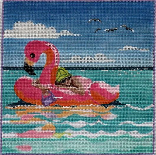 click here to view larger image of Beach Girls - Flamingo Tube (hand painted canvases)
