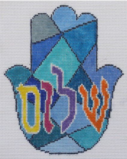 click here to view larger image of Hamsa - Shalom in Stained Glass (hand painted canvases)