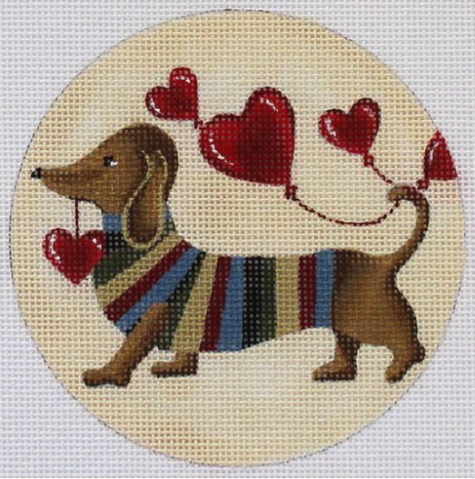 click here to view larger image of Ornament Dachshund Valentine (hand painted canvases)