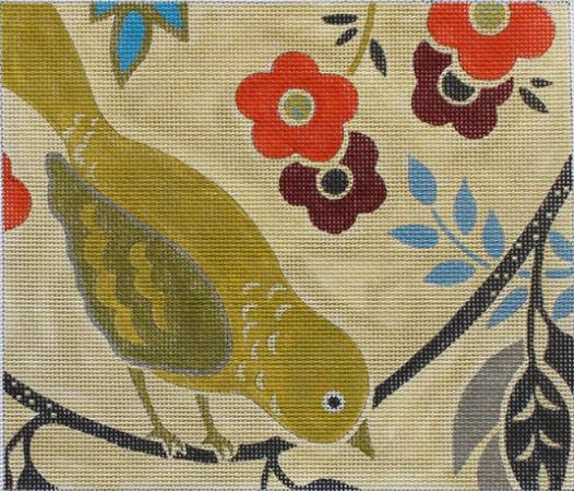 click here to view larger image of Mid Century Modern - Bird w/Flowers (hand painted canvases)