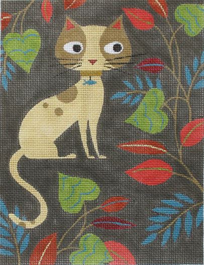 click here to view larger image of Mid Century Modern - Cat in Garden (hand painted canvases)