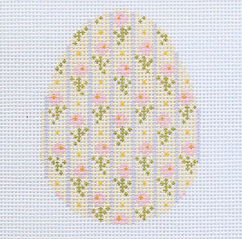 click here to view larger image of Eggs - Pink Flowers on Yellow (hand painted canvases)