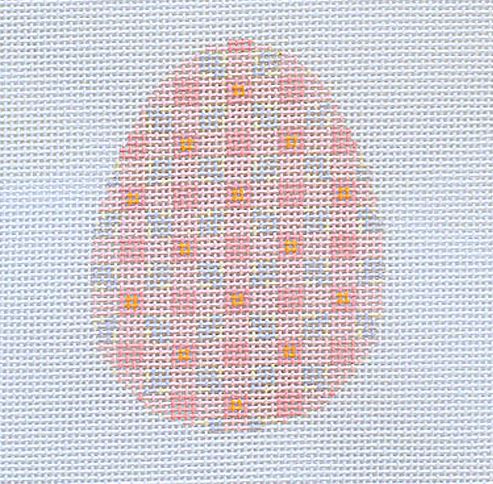 click here to view larger image of Eggs - Pink Checks (hand painted canvases)