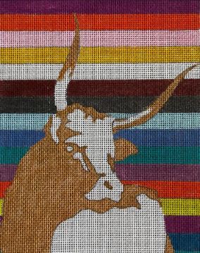 click here to view larger image of Tuttle Bag Insert - Bull on Stripes (hand painted canvases)