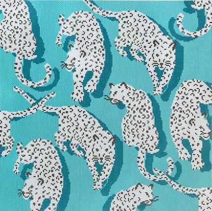 click here to view larger image of Leopard Pillow - Blue (printed canvas)