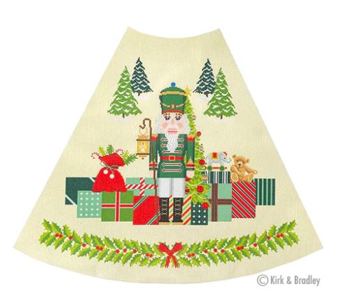 click here to view larger image of Green Nutcracker Tree Skirt Panel (printed canvas)