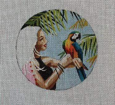 click here to view larger image of Girl w/Parrot (hand painted canvases)