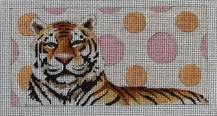 click here to view larger image of Tiger on Polka Dots (hand painted canvases)