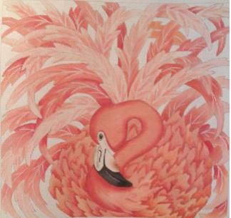 click here to view larger image of Ruffled Flamingo (hand painted canvases)