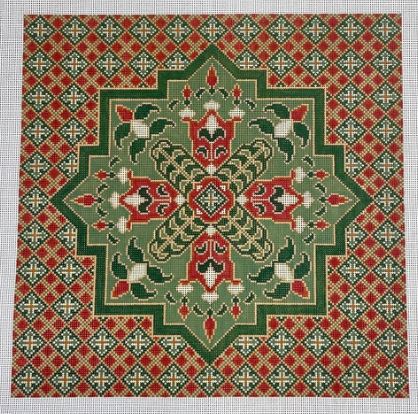 click here to view larger image of Persian Medallion Red/Green (hand painted canvases)