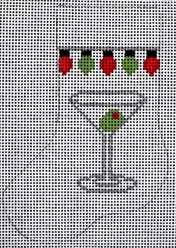 click here to view larger image of Christmas Martini Mini Stocking (hand painted canvases)