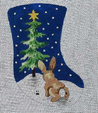 click here to view larger image of Bunny and Fir Tree/Blue Night and Snowflakes (hand painted canvases)