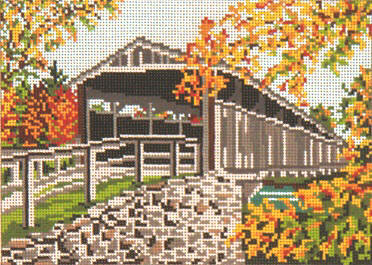 click here to view larger image of Perrine Covered Bridge (NY) Autumn - 18M (hand painted canvases)
