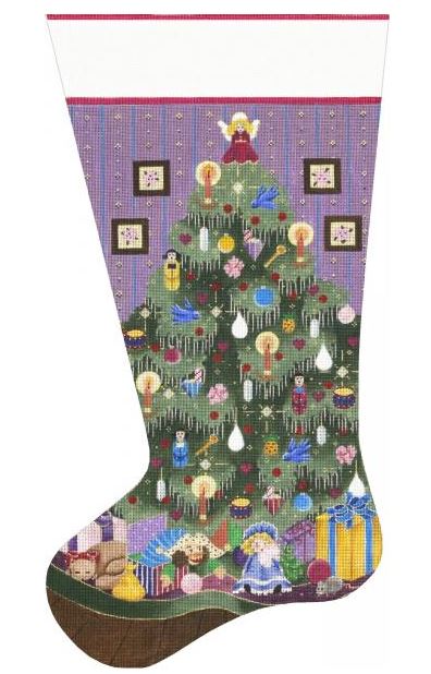 click here to view larger image of Bluebird Christmas Tree Stocking (hand painted canvases)
