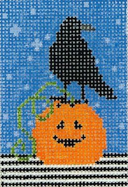 click here to view larger image of PDQ (Pretty Darn Quick) Kit - Crow on Jack-O-Lantern (needlepoint kits)