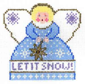 click here to view larger image of Mini Angel - Let it Snow w/charms (hand painted canvases)