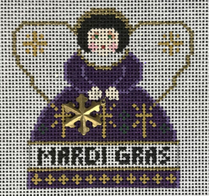 click here to view larger image of Mini Angel - Mardi Gras w/charms (hand painted canvases)