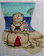 click here to view larger image of Snowman Lifeguard Mini Stocking (hand painted canvases)