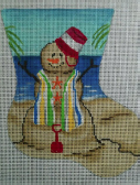 click here to view larger image of Snowman Sand Pail Mini Stocking (hand painted canvases)