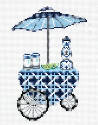click here to view larger image of Blue Cane Tequila Cart (hand painted canvases)