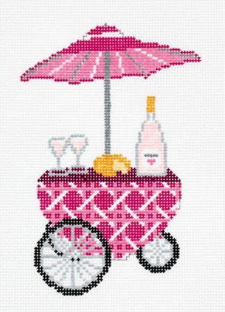 click here to view larger image of Pink Cane Rose Cart (hand painted canvases)
