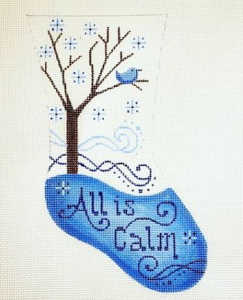 click here to view larger image of All is Calm Stocking (hand painted canvases)