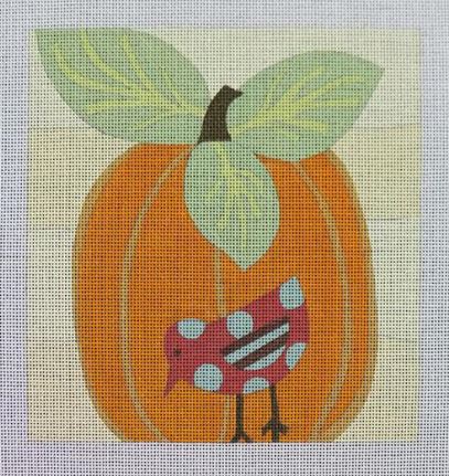 click here to view larger image of Pumpkin w/Bird (hand painted canvases)