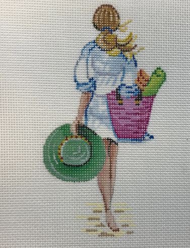 click here to view larger image of June Girl w/Beach Bag (hand painted canvases)