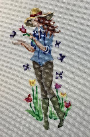 click here to view larger image of May Girl w/Flowers/Butterflies (hand painted canvases)