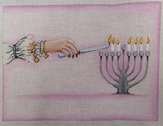 click here to view larger image of Lighting the Menorah (hand painted canvases)