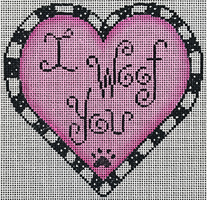 click here to view larger image of I Woof You on Pink Heart (hand painted canvases)