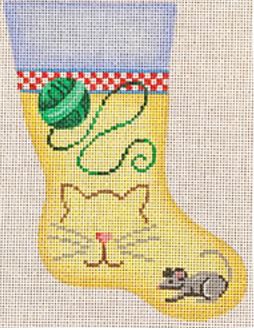 click here to view larger image of Kitty Cat Mini Sock (hand painted canvases)