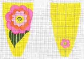 click here to view larger image of Scissor Case - Pink Floral/Yellow Background (hand painted canvases)