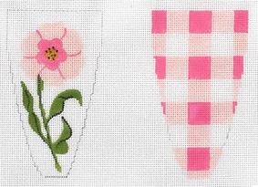 click here to view larger image of Scissor Case - Pink/Gingham Flower (hand painted canvases)