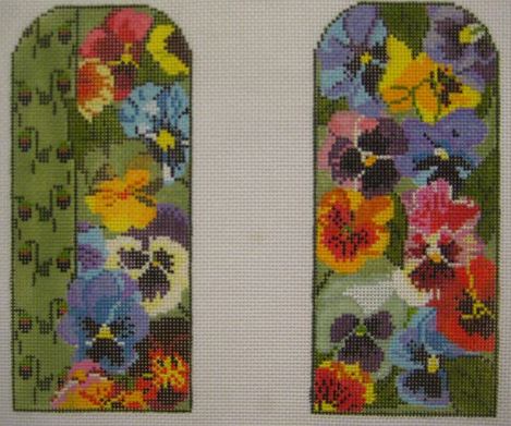 click here to view larger image of Pansy Eyeglass Case (hand painted canvases)